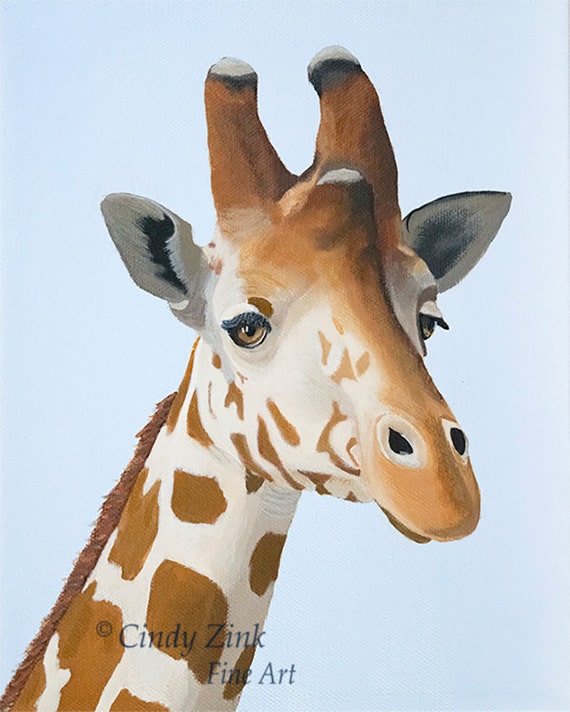 Giraffe Face Giclee Print From Original Acrylic Painting