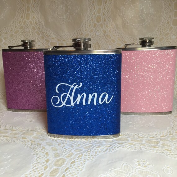 Glitter Flasks 7oz. Personalized with Name or Title by Love2MakeIt