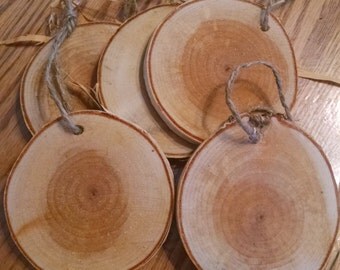 Birch, Gift Tags, 10, Extra Large, 3 inches, White Birch Round, Blank, Wood Slices, Hang Tags, Ornaments, Free Shipping