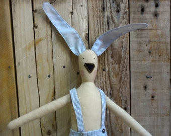 Stuffed Rabbit Doll / Child Friendly Bunny Toy / Soft Handmade Rag Doll Plush Bunny / Nursery Decor / Anniversary Boys Girls Gift Toys