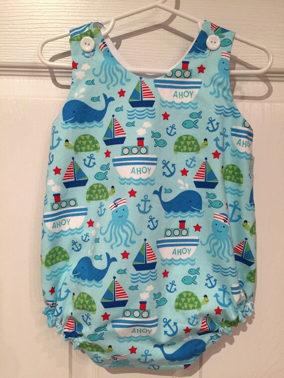 Infant boy romper baby boy bubble suit sun suit with by EllisCreek