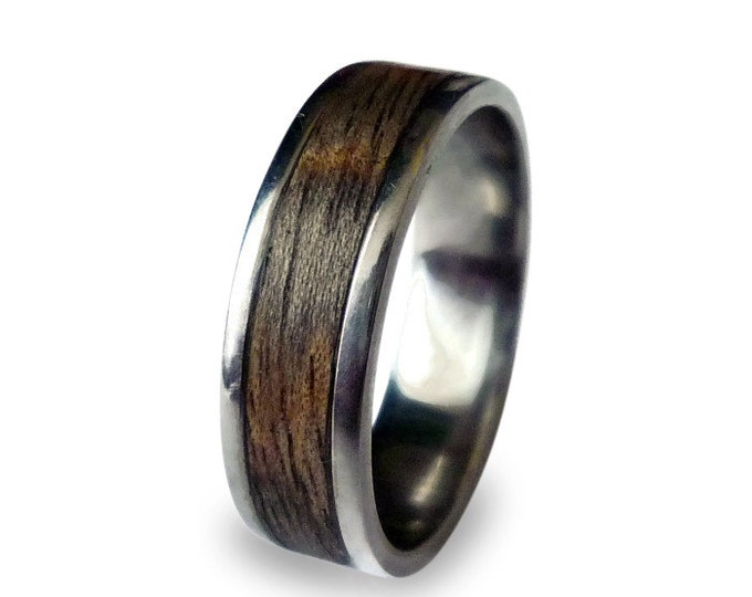 Titanium Ring, Mens Titanium Wedding Band, Wooden, Wood Ring, Wrapped Wood Inlay