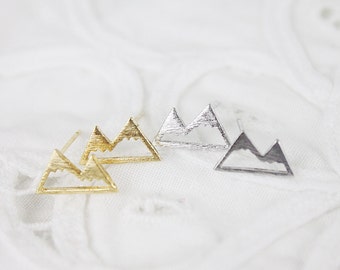 Tiny Gold / Silver Mountain Earrings . Dainty and Delicate Earrings Bridesmaid Earrings Birthday Gift