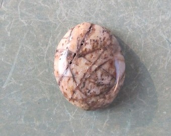 23x19x4mm out back jasper beige brown oval cabochon