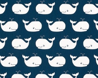 Navy Blue Valance. Whale Print Curtain. Blue curtain. Window treatment. Designers pattern.window topper. Choose your sizes