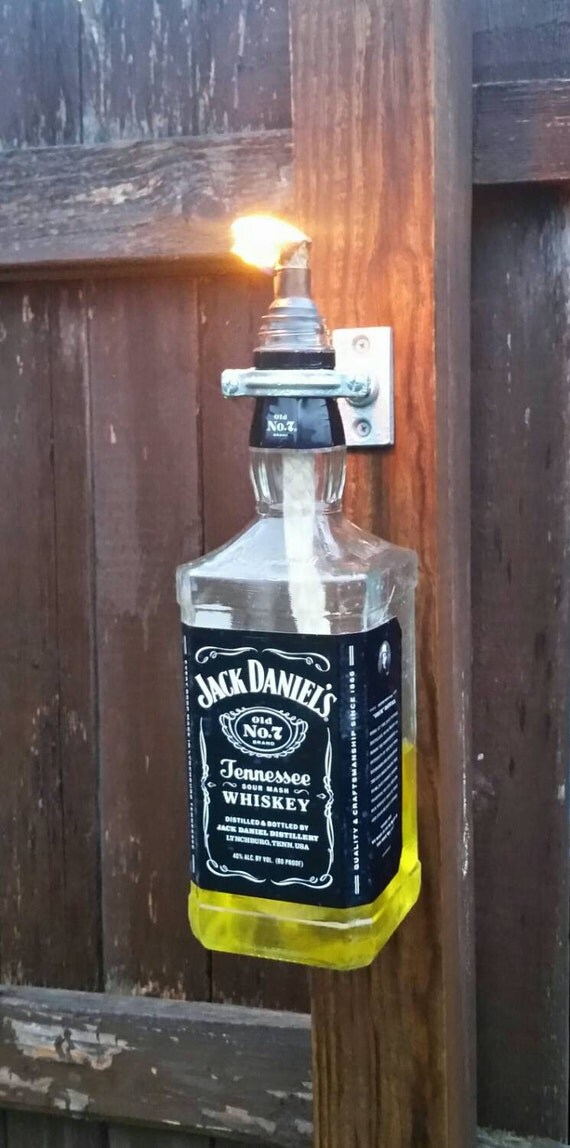 Jack Daniels tiki torch patio decor patio lighting by TheMetalBarn