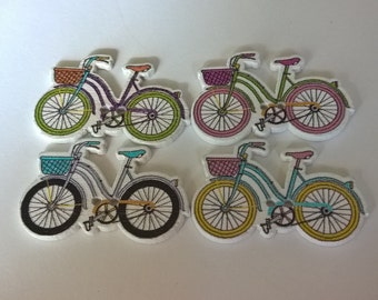 A Pack Of 20 Wooden Ladies Bicycle Shaped Buttons