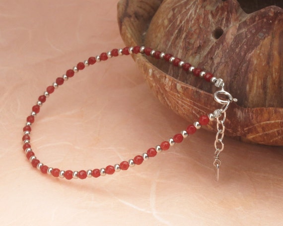 Items similar to Red Jade Bead Bracelet on Etsy