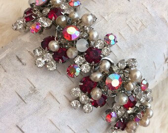 Vintage 1960s Juliana Faux Pearl and Crystal Bracelet