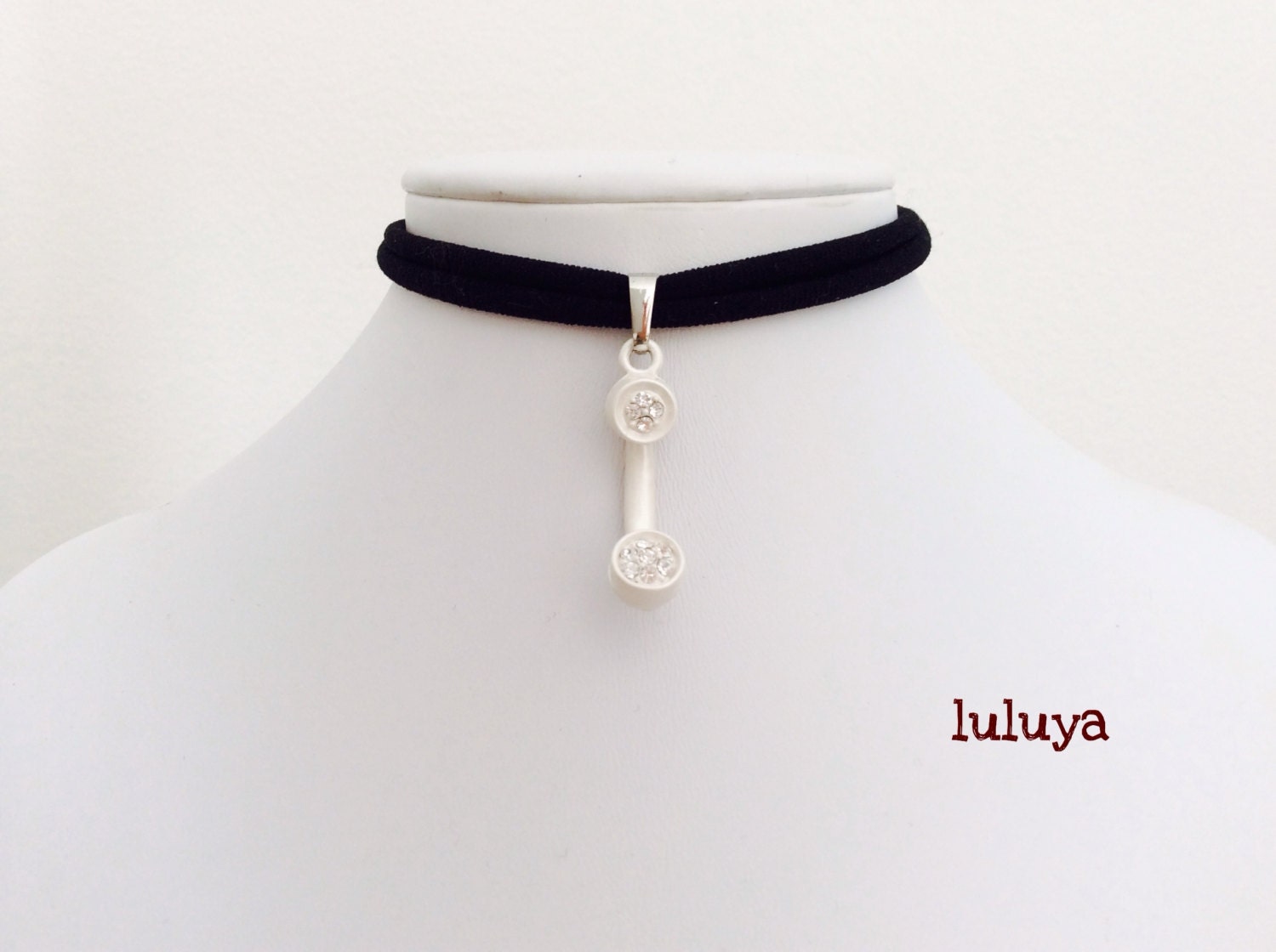 Kids Girls Tween Black Handmade Stretch Choker Necklace by luluya