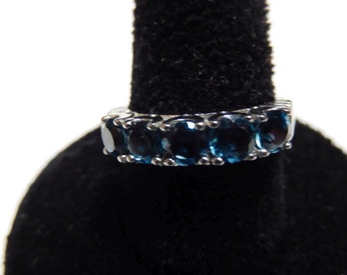 Storewide 25% Off SALE Vintage Sterling Silver Blue Stone Designer Cocktail Ring Featuring Elegant Channel Prong Set Design