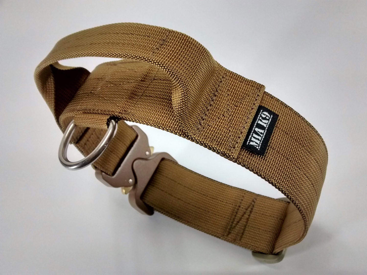 Tactical military dog collar with handle Coyote Brown 40mm/