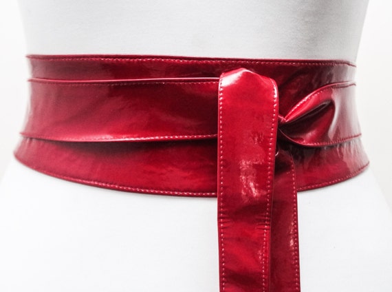 Deep Red Patent Leather Belt Red Leather Obi Belt Red 7038