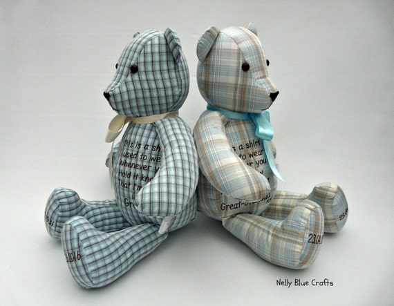 Memory and Keepsake Bears made from your loved ones clothing.