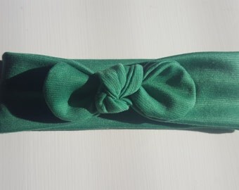 Green Jersey Knot Headband, kelly green headband, knit headband, baby girl, st patricks headband, Christmas headband, Valentine headband