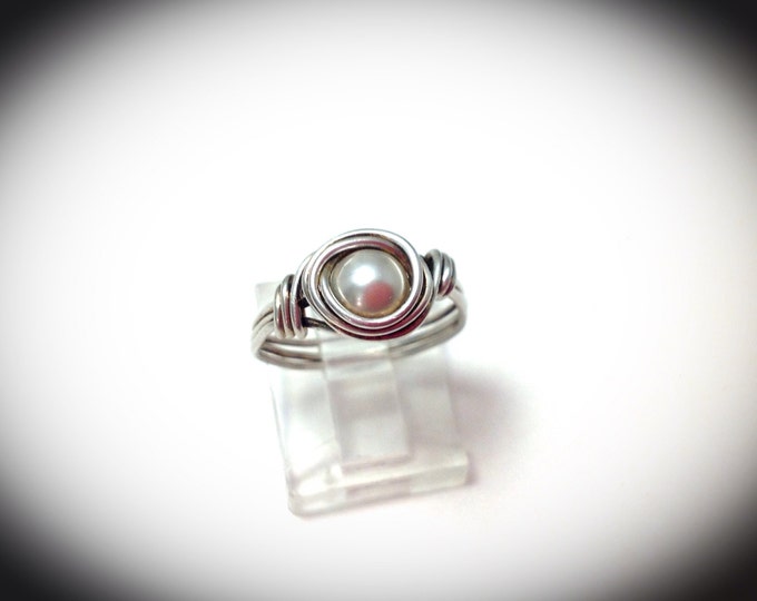 Antiqued Sterling silver wire wrapped ring with matching earrings