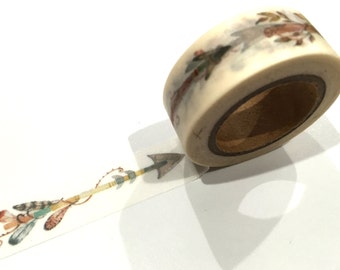 Japanese Washi Tape, Vintage Feather Vine Archery Arrow Design 10 METRES