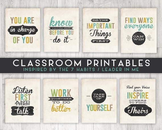 Classroom Printable Posters 7 Habits Inspired Leader in Me