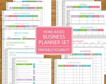 Small Business Planner - Home Business Planner Etsy Business - Track Business Income, Expenses, Inventory, Advertising - tropical colors