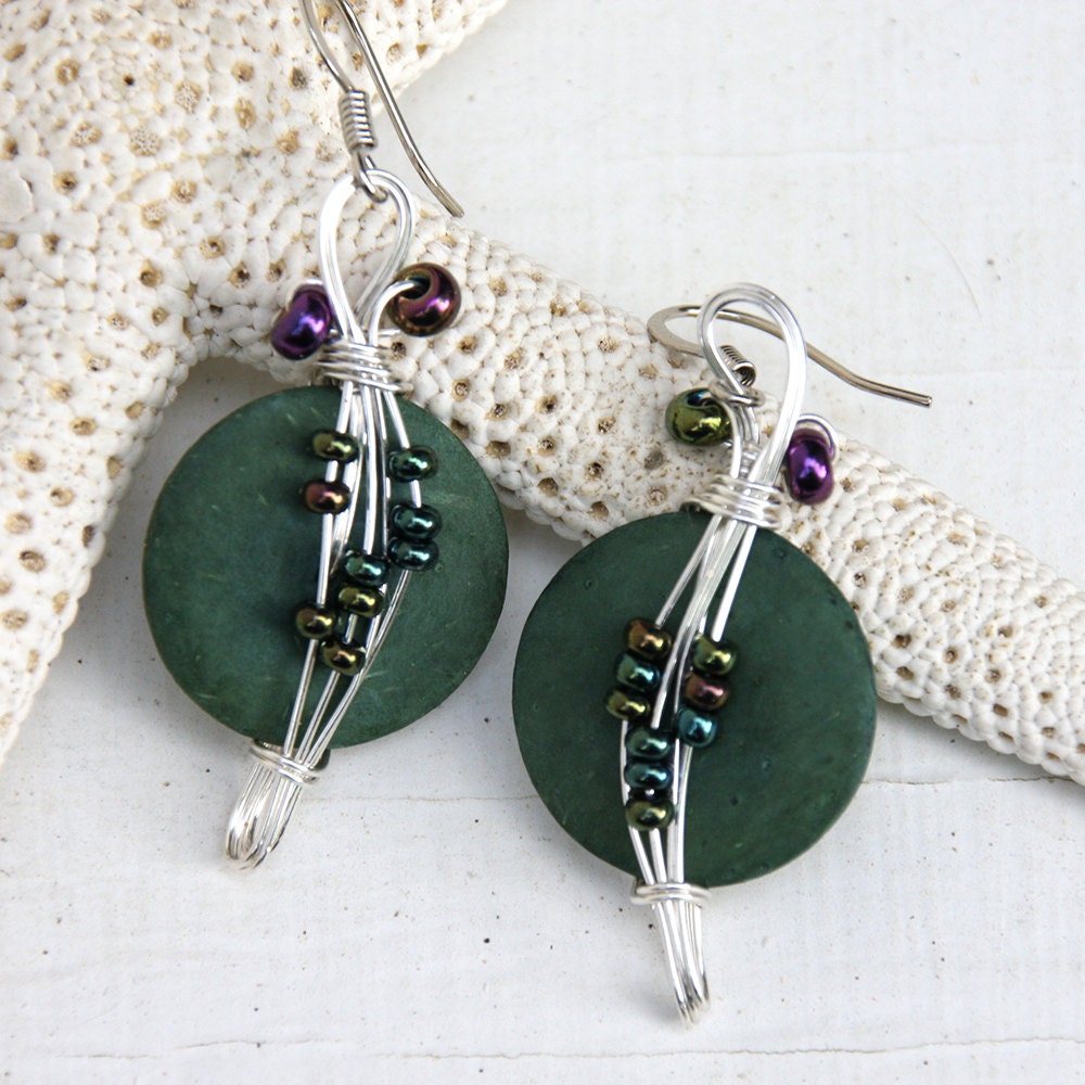 Dark Green Earrings Costume Jewelry Forest Green Fun