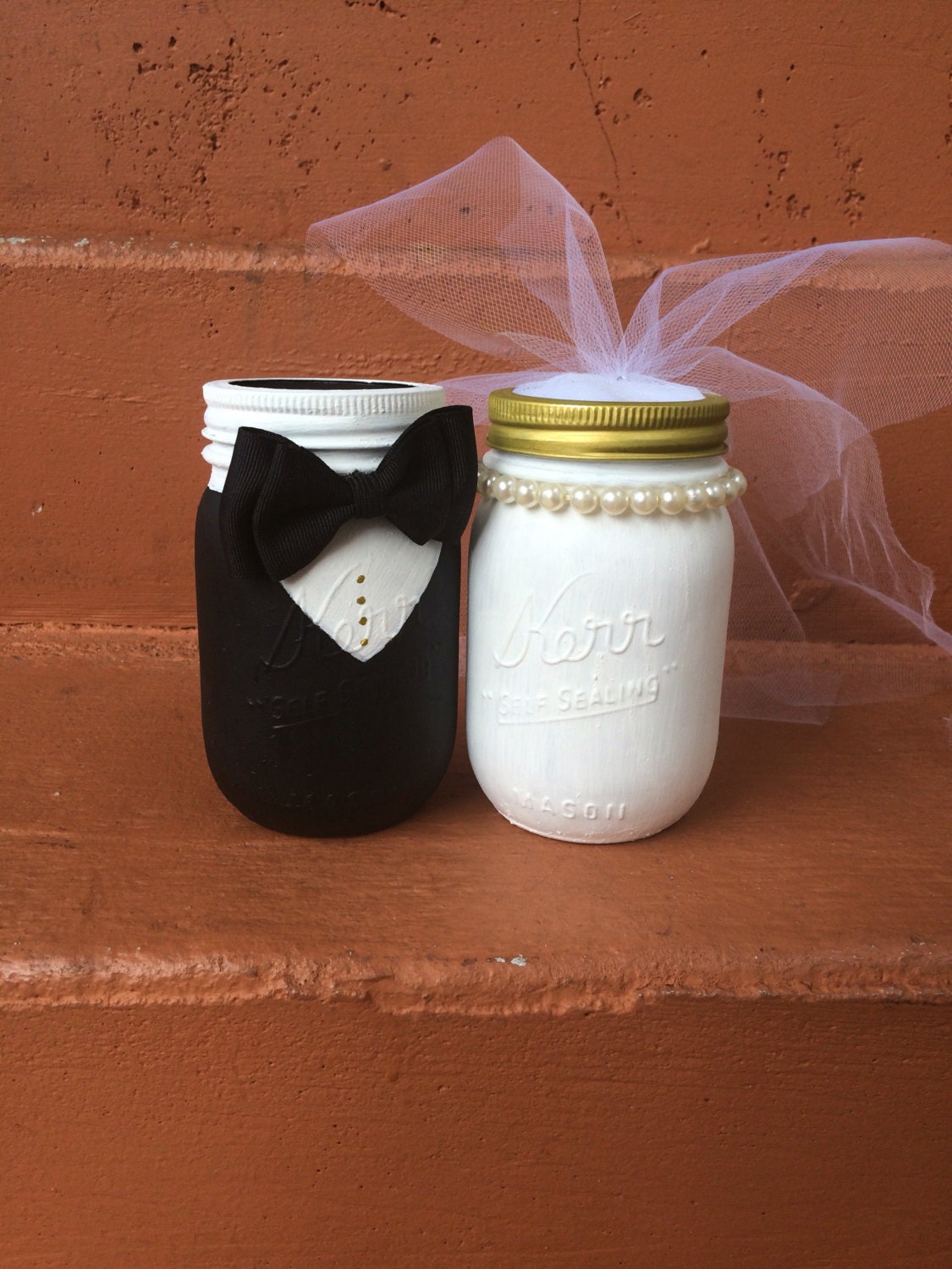 Custom Bride And Groom Mason Jars Wedding Decor By Smittentshop 6624