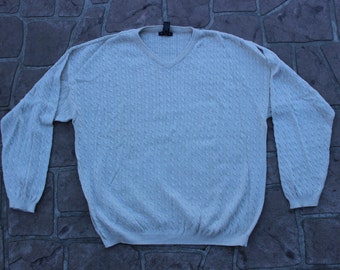 Cream Gant Cableknit Mens Sweater // Large