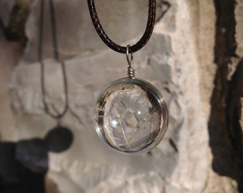 Dandelion Necklace, Wish Pendant,Terrarium necklace,Miniature Wish Necklace,Glass dandelion Necklace,Glass Pendant,Silver Chain