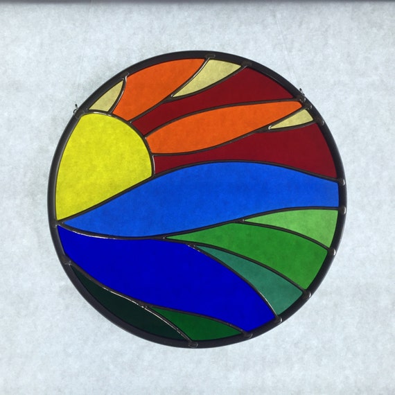 Stained glass sunset suncatcher stain glass sun sunset