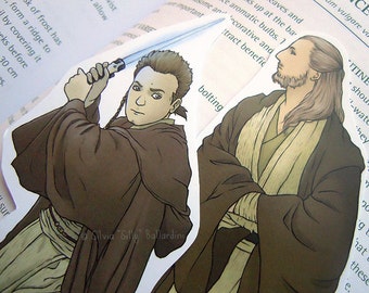 Star Wars bookmarks: Obi-Wan Kenobi & Qui-Gon Jinn. | Geek gift, Star Wars art, illustration, print, Star Wars gift.