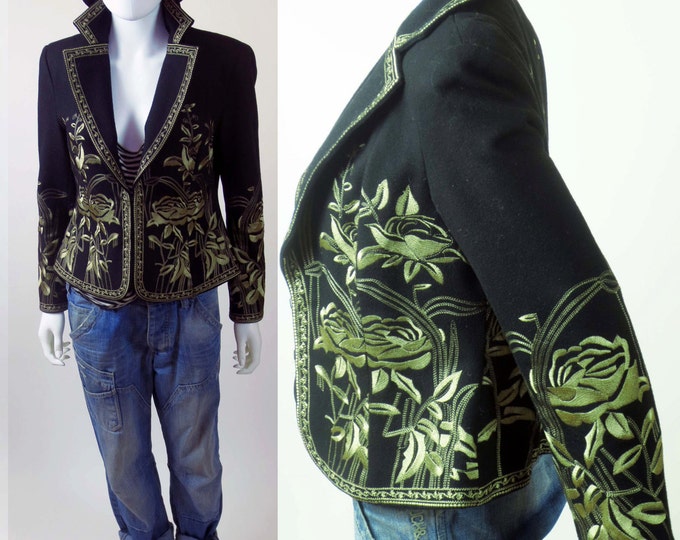 80s Floral embroidered ethnic Spanish inspired coat jacket