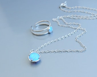 Opal necklace silver. Fire opal. Opal Jewelry. Blue Opal. White Opal Pink. Minimalist Delicate Opal Necklace. Opal ring. Girlfriend gift