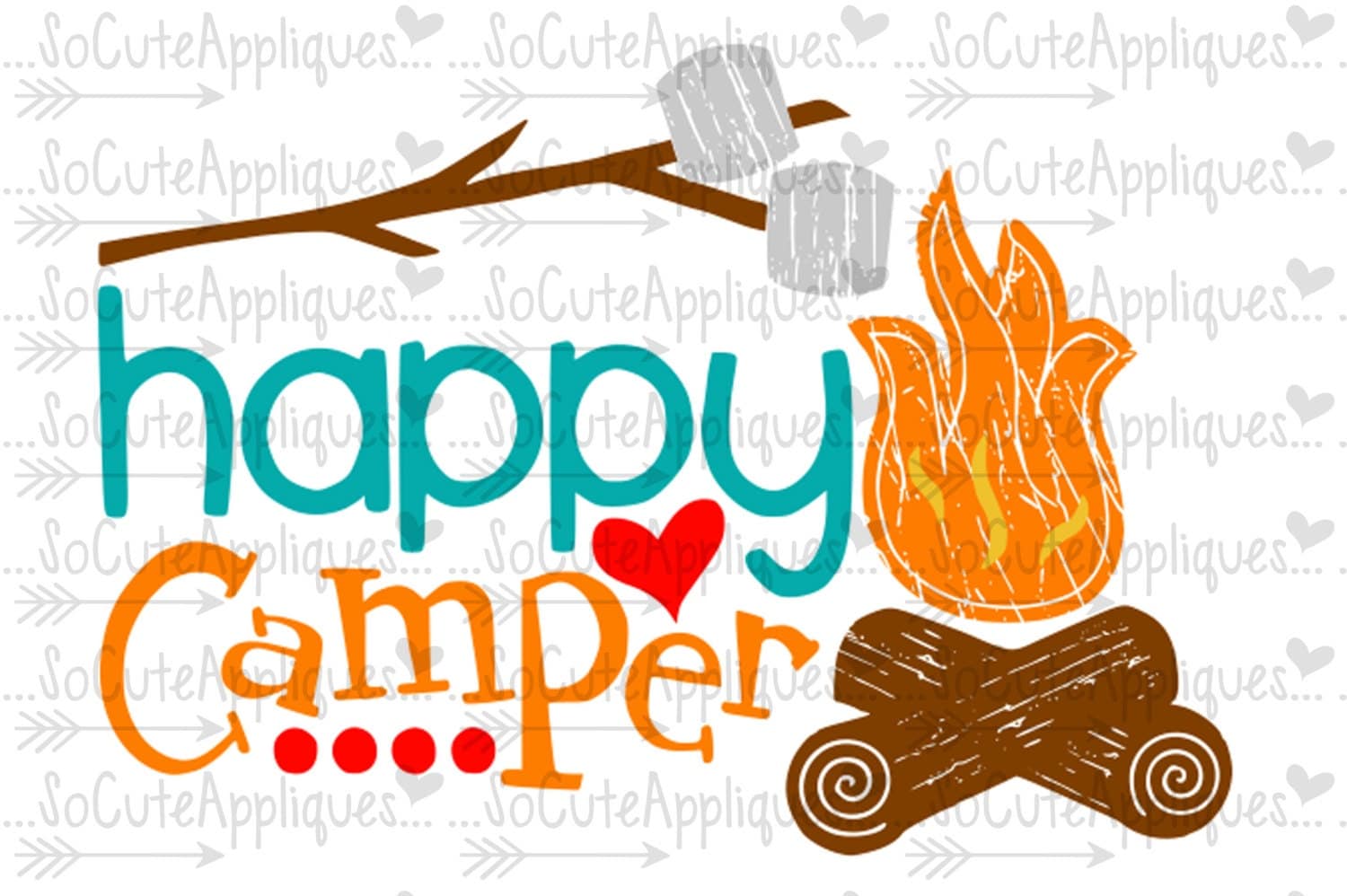 SVG DXF EPS Cut file Happy Camper 2 versions smores cut