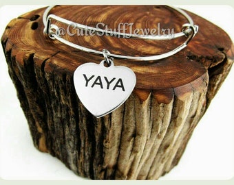 Yaya Bracelet, Yaya Bangle, Handmade Yaya Jewelry, Family Bangle Bracelet, Granny, Gran, Grandma Gift