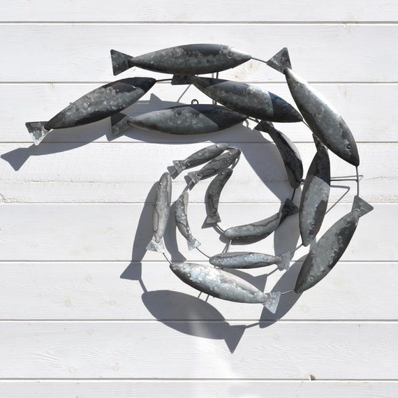 Rustic Metal Swirling Fish Shoal Wall Art. by Wefindthegifts