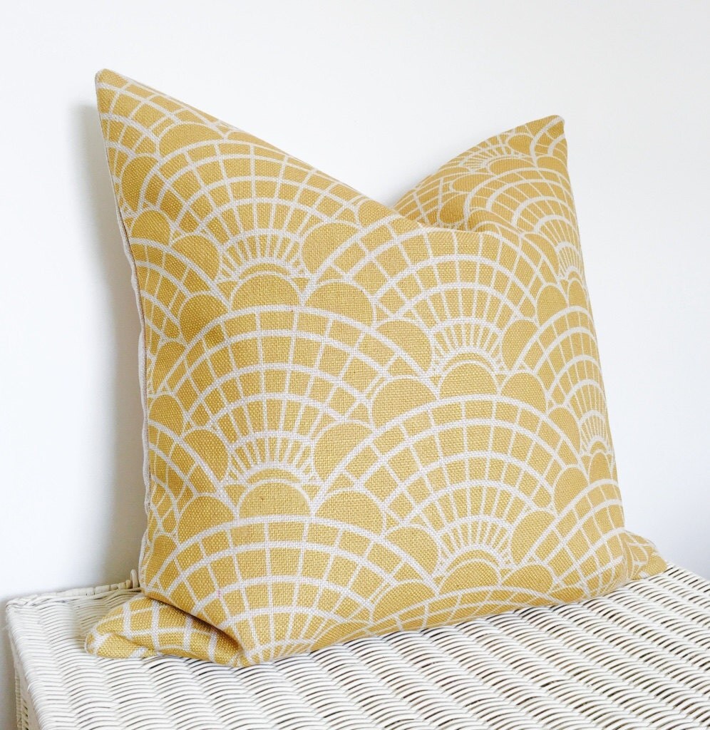 Art deco cushion Retro pillow cover yellow retro cushion