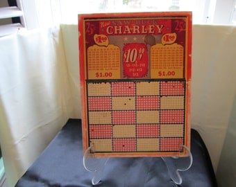 Charley Saw Buck Gambling Punch Board 1950's