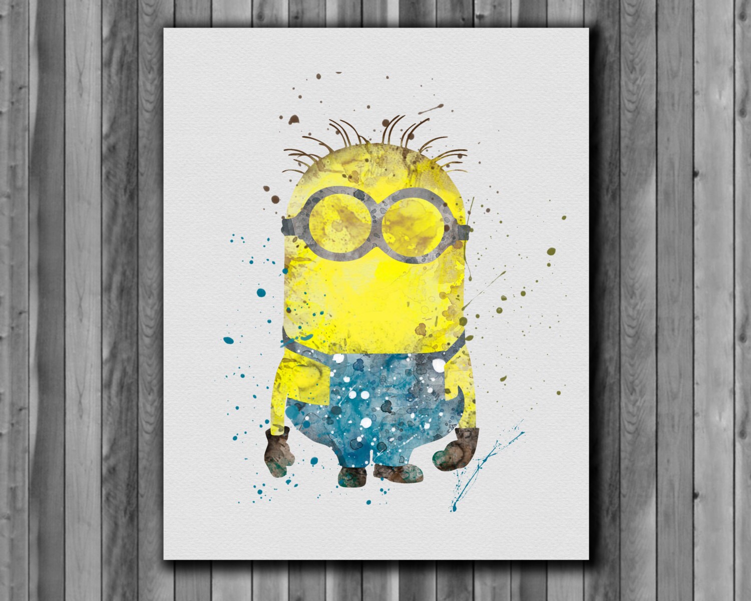 Minion watercolor painting Art Print instant by digitalaquamarine