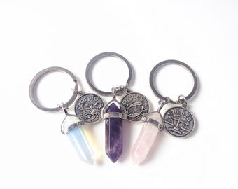 zodiac keychain,crystal keychain,crystal key chain,bridesmaid keychain, boho keychain, boho key chain,amethyst keychain,rose quartz keychain