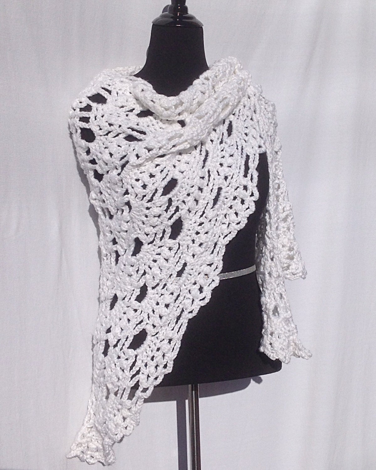 White and Silver Angel Wings Shawl