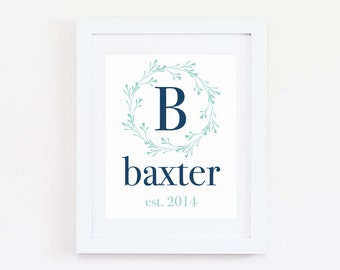 Last Name Monogram Wall Sign, Monogrammed Gift, Last Name Wedding Gift Monogram Wall Decor, Preppy Monogram Home Decor, Engagement Gift Idea