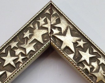 Silver Stars Picture Frame, 3x5, 4x6, 5x7, 8x10, 11x14 - Hollywood Picture Frame - Patriotic Picture Frame - Antiqued Silver Stars Frame