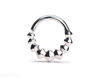 Geometric Septum Ring Nose Ring Body Jewelry Sterling Silver Bohemian Fashion Indian Style 14g 16g - SE038R SS
