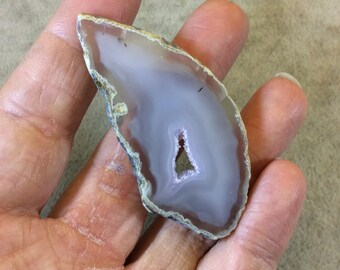 Large Freeform Druzy Agate Slice Pendant (NOT Drilled) - Measuring 32mm x 63mm Approximately - Natural Gemstone Pendant - Sold Individually