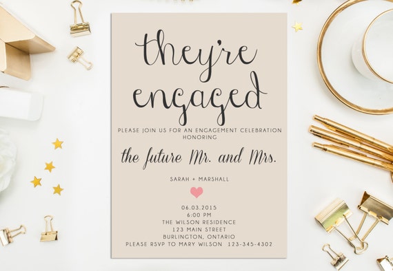 Printable engagement party invitation Rustic by AcetiDesignCo