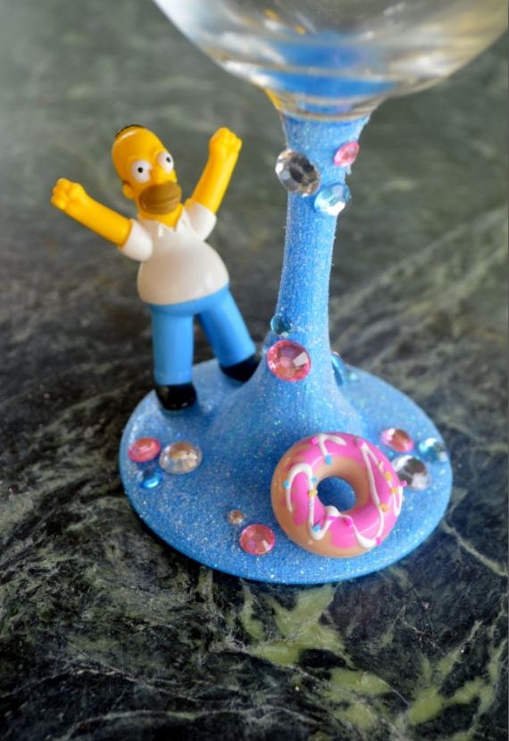 Homer Simpson Inspired hand painted wine glass decor