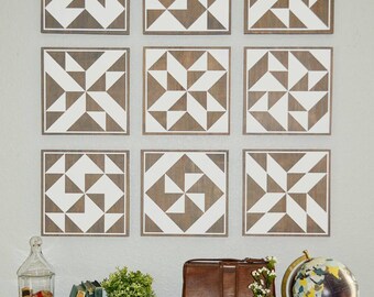 Quilt Squares or Barn Quilts Painted Wood Sign Mural