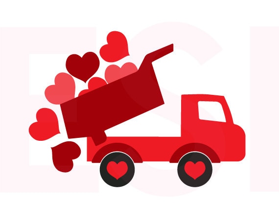 Download Valentine svg Truck with falling hearts SVG DXF EPS for