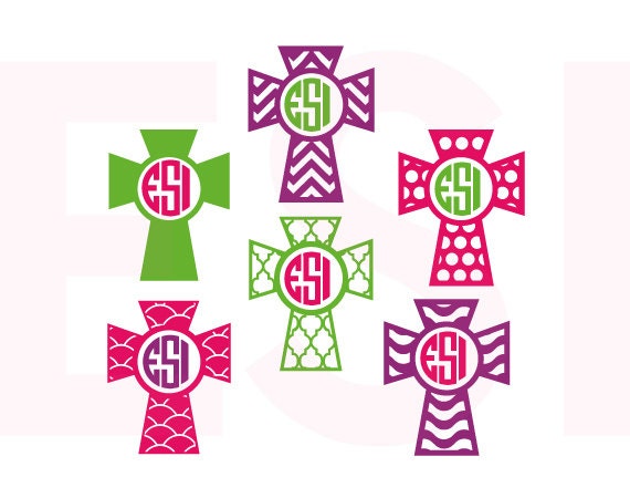 Monogram cross designs SVG DXF EPS cutting files for use