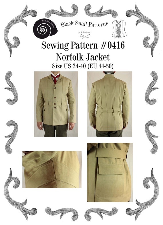 Mens Norfolk Jacket Sewing Pattern 0416 Size US 34-48 EU