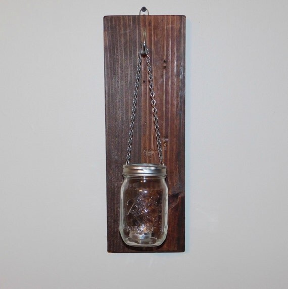 Rustic Hanging Mason Jar Wall Sconce Candle by TwinOakRustics
